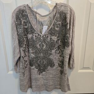 NWT Embellished Gray Women's Top